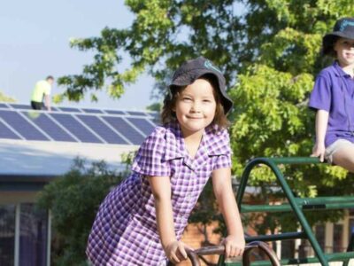 Solar panels funded by CORENA on roof of Beechworth Montessori School, Vic