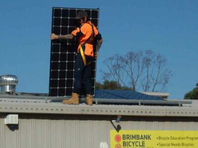 Solar panels on roof of Brimbank Bicycle Education Centre, VIC