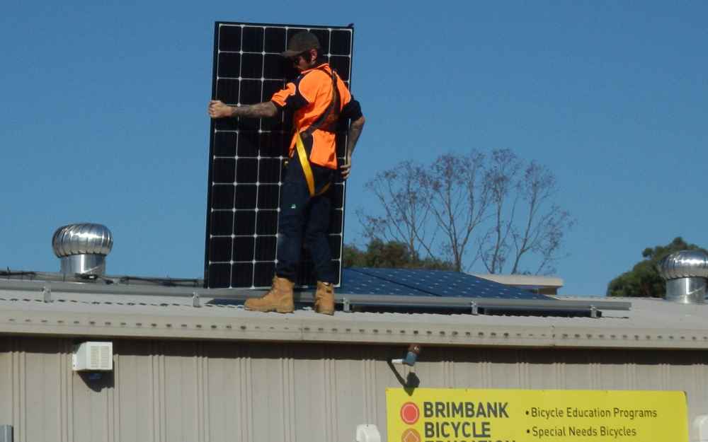 Solar panels on roof of Brimbank Bicycle Education Centre, VIC