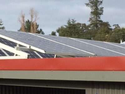 Solar panels funded by CORENA on roof of Greenbushes Community Resource Centre, WA
