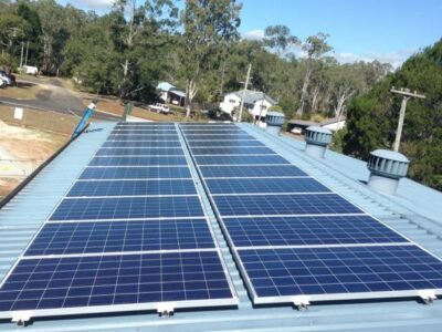 Solar panels funded by CORENA on roof of Ravenshoe Community Centre, Qld