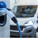 Charging an electric vehicle - Commercial EV waiting to charge batter